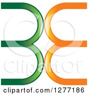Clipart Of A Green And Orange Abstract Back To Back B Design Royalty Free Vector Illustration