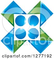 Clipart Of A Blue And Green X Design Royalty Free Vector Illustration