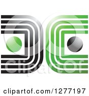 Poster, Art Print Of Green And Black Abstract Lines And Orbs Logo