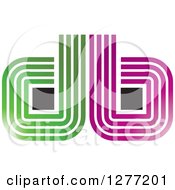 Clipart Of Green And Pink Lined Back To Back Letter D Or Db Royalty Free Vector Illustration