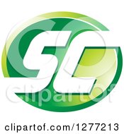 Clipart Of A Green Oval Icon With White SC Letters Royalty Free Vector Illustration