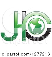 Clipart Of A Globe And Abstract Black And Green Letters Royalty Free Vector Illustration
