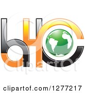 Clipart Of A Globe And Abstract Black And Orange Letters Royalty Free Vector Illustration