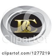 Clipart Of Gold Entwined BC Letters In A Black And Silver Oval Royalty Free Vector Illustration