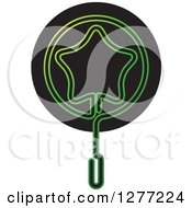 Clipart Of A Round Black And Green And Blue Star Wand Icon Royalty Free Vector Illustration