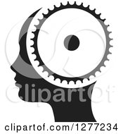 Poster, Art Print Of Black And White Silhouetted Womans Head In Profile With A Gear
