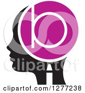 Poster, Art Print Of Black Silhouetted Womans Head In Profile With A Letter B In A Magnifying Glass