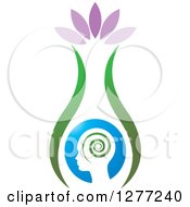 Poster, Art Print Of Silhouetted Head With Petals And A Spiral In A Vase
