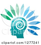 Poster, Art Print Of Silhouetted Head With Gradient Petals And A Spiral