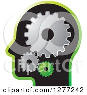 Poster, Art Print Of Black Silhouetted Mans Head With Gears
