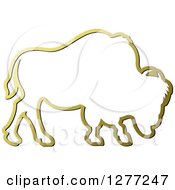 Poster, Art Print Of Gold Outlined Buffalo