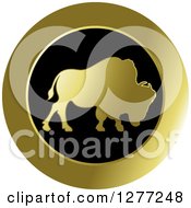 Poster, Art Print Of Gold And Black Silhouetted Buffalo Icon