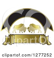 Poster, Art Print Of Gold Silhouetted Buffalo With Banners