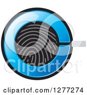 Fingerprint And Blue Magnifying Glass Icon