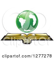 Poster, Art Print Of Green Globe Over An Open Gold Book