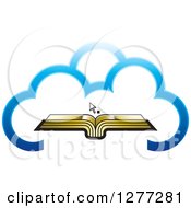 Cursor Over An Open Gold Book In A Blue Cloud