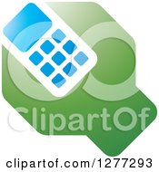 Clipart Of A Green Blue And White Wrench And Cell Phone Settings Icon Royalty Free Vector Illustration by Lal Perera