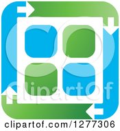 Poster, Art Print Of Blue And Green Square Of Arrows Around Tiles
