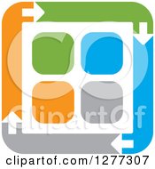 Poster, Art Print Of Blue Gray Orange And Green Square Of Arrows Around Tiles