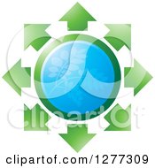 Poster, Art Print Of Blue Plant Icon Encircled With Arrows