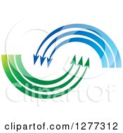 Poster, Art Print Of Blue And Green Swoosh Arrows
