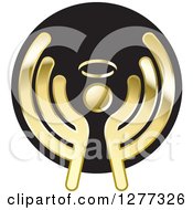 Clipart Of A Gold Angel On A Black Icon Royalty Free Vector Illustration by Lal Perera