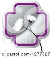Silver And Purple Cross And Cotton Plant