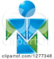 Clipart Of A Blue And Green Abstract Geometric Man Royalty Free Vector Illustration