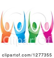 Clipart Of Colorful Cheering People Royalty Free Vector Illustration by Lal Perera