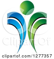 Clipart Of A Blue And Green Abstract Ecology Logo 4 Royalty Free Vector Illustration