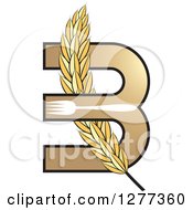 Poster, Art Print Of Wheat Stalk Weaved Through A Letter B With A Fork
