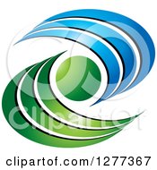 Clipart Of A Blue And Green Abstract Ecology Logo Royalty Free Vector Illustration