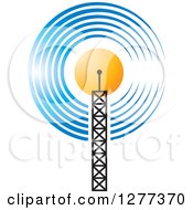 Clipart Of A Communications Tower Sun And Signals Royalty Free Vector Illustration by Lal Perera