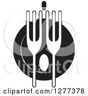 Poster, Art Print Of Black And White Fork And Plate Design