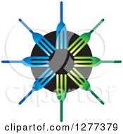 Clipart Of A Black Green And Blue Fork And Plate Design Royalty Free Vector Illustration