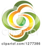 Clipart Of A Green And Orange Abstract Sun And Clouds Design Royalty Free Vector Illustration