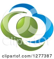 Poster, Art Print Of Blue And Green Abstract Sun And Cloud Design