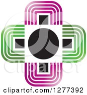 Poster, Art Print Of Green Purple Black And White Cross