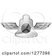 Clipart Of A Silver Bell With Wings Royalty Free Vector Illustration