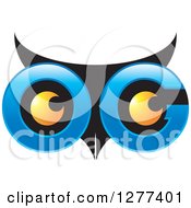 Poster, Art Print Of Blue And Black Owl Face With Yellow Eyes