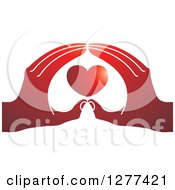 Clipart Of A Red Heart Cupped In Hands Royalty Free Vector Illustration