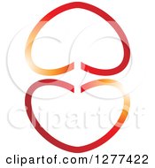 Clipart Of Two Gradient Orange And Red Hearts One Upside Down Royalty Free Vector Illustration