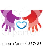 Poster, Art Print Of Red And Purple Childrens Hands And A Blue Heart