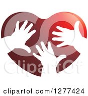 Clipart Of A Red Heart With White Childrens Hands Royalty Free Vector Illustration