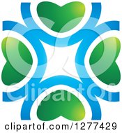 Clipart Of Blue Swooshes And Green Hearts Royalty Free Vector Illustration