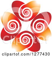 Poster, Art Print Of Gradient Red And Orange Hearts With White Swirls
