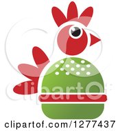 Poster, Art Print Of Green And Red Chicken Burger