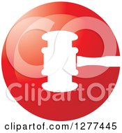 Clipart Of A White Gavel In A Red Circle Royalty Free Vector Illustration by Lal Perera