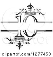 Poster, Art Print Of Black And White Label With Luxury Crowns And Number 10