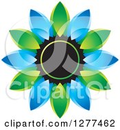 Poster, Art Print Of Blue And Green Daisy Flower Icon